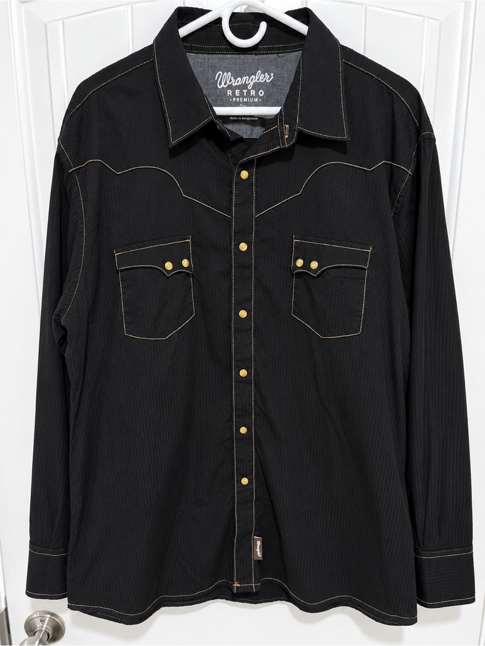 Wrangler Retro Premium Men’s XXL Black Western Pearl Snap Cowboy Shirt